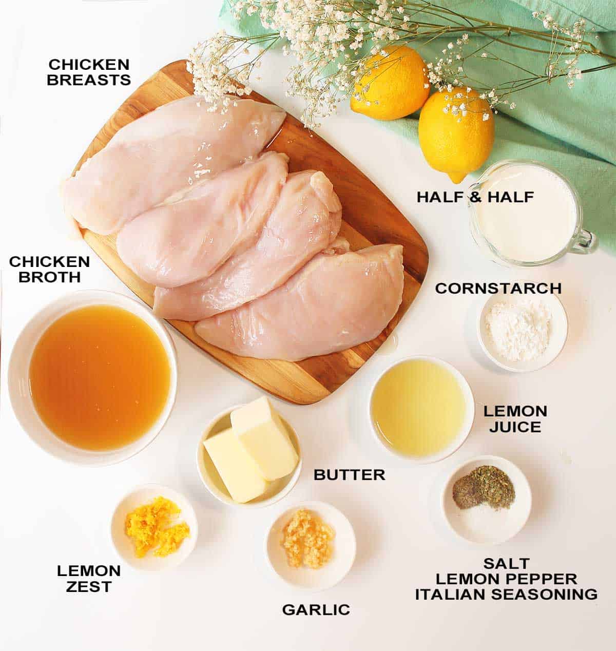 Crockpot lemon chicken ingredients.