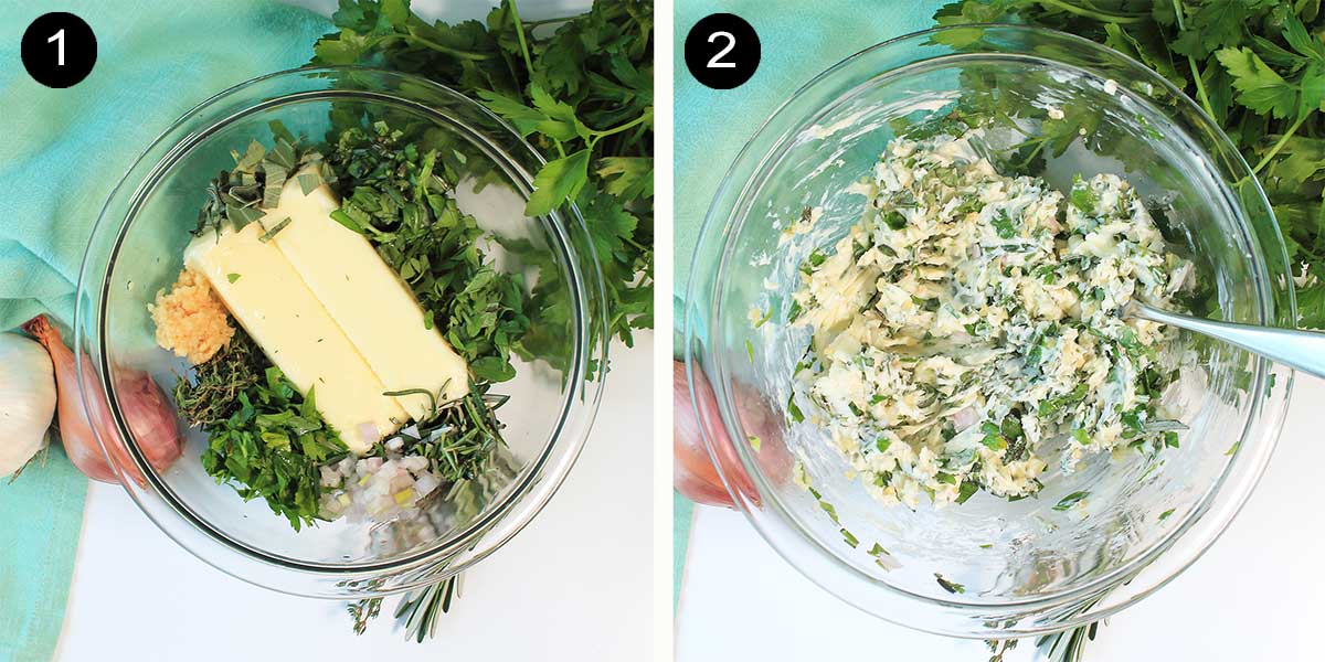 Steps to make herb butter.