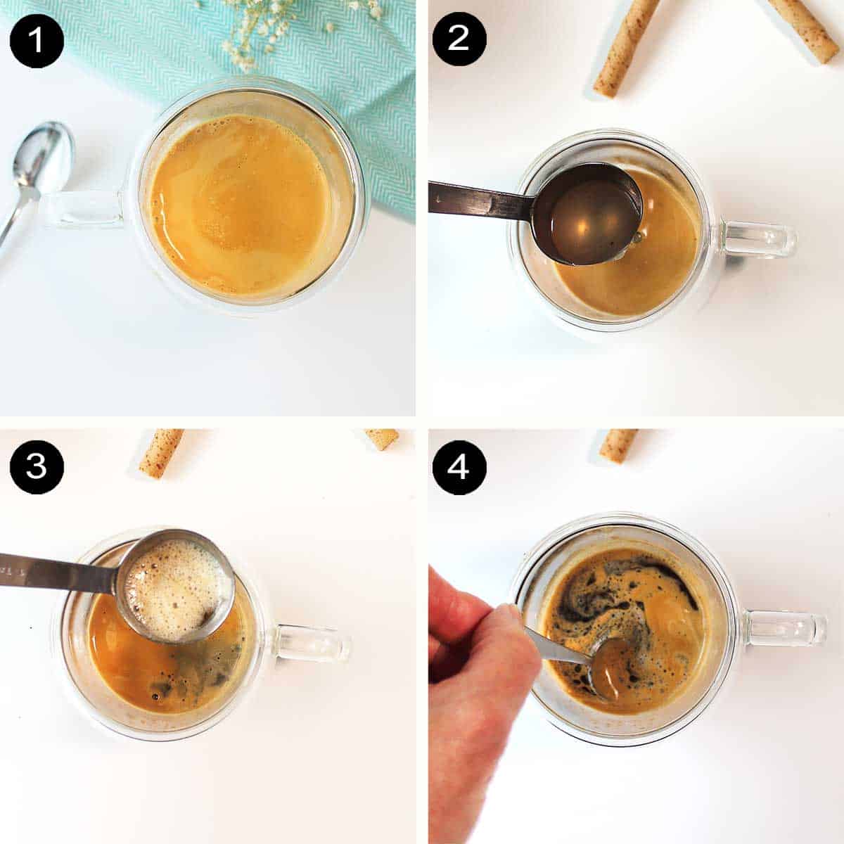 Steps to put latte together.