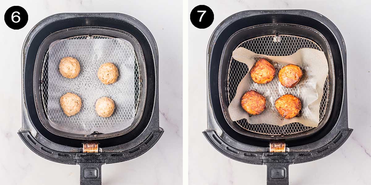 Steps to air fry bites.