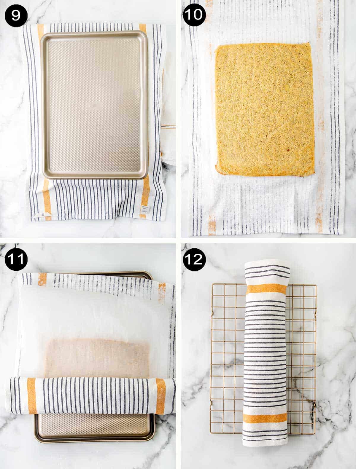 Rolling warm cake steps.