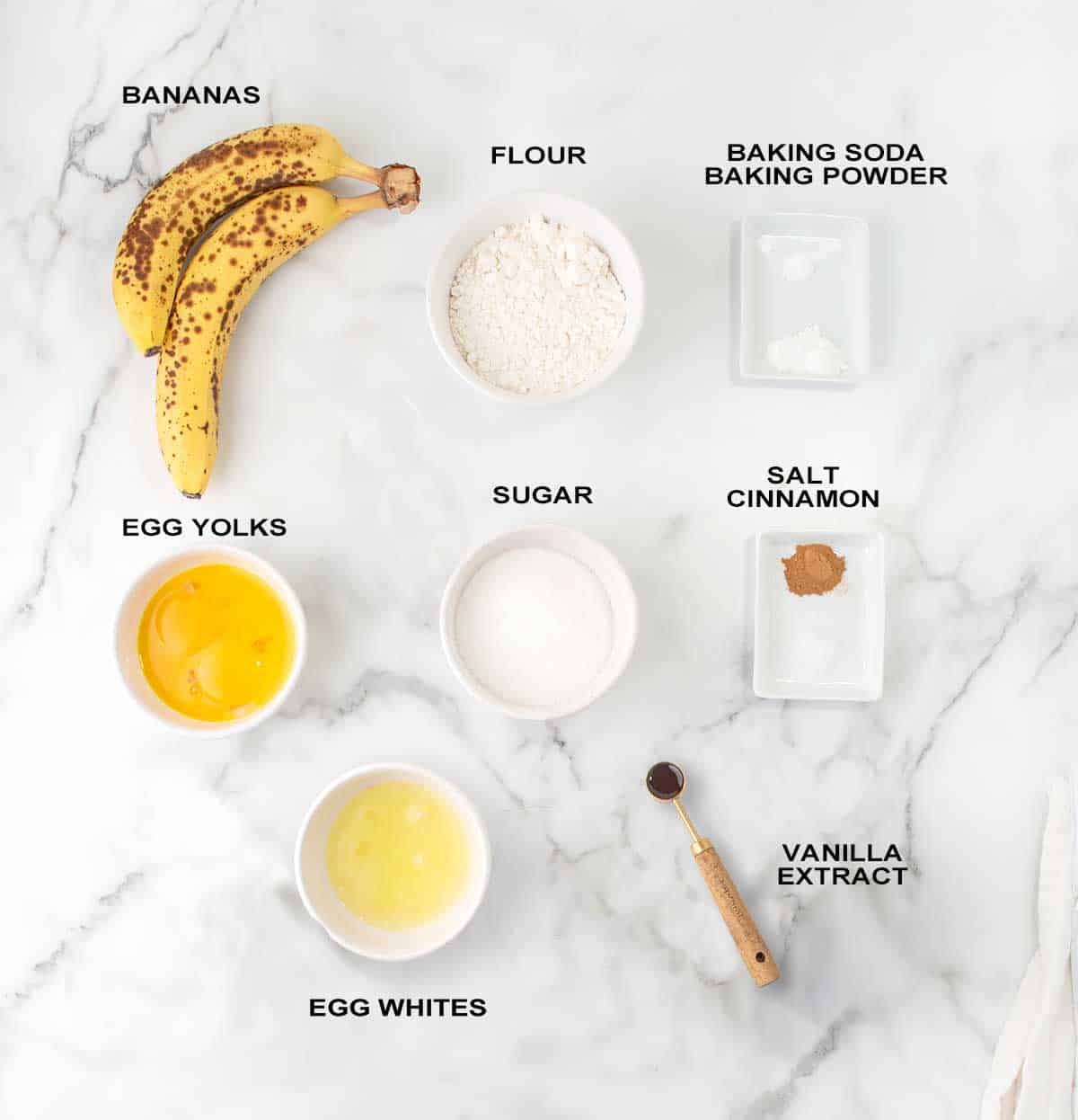 Banana sponge cake ingredients.