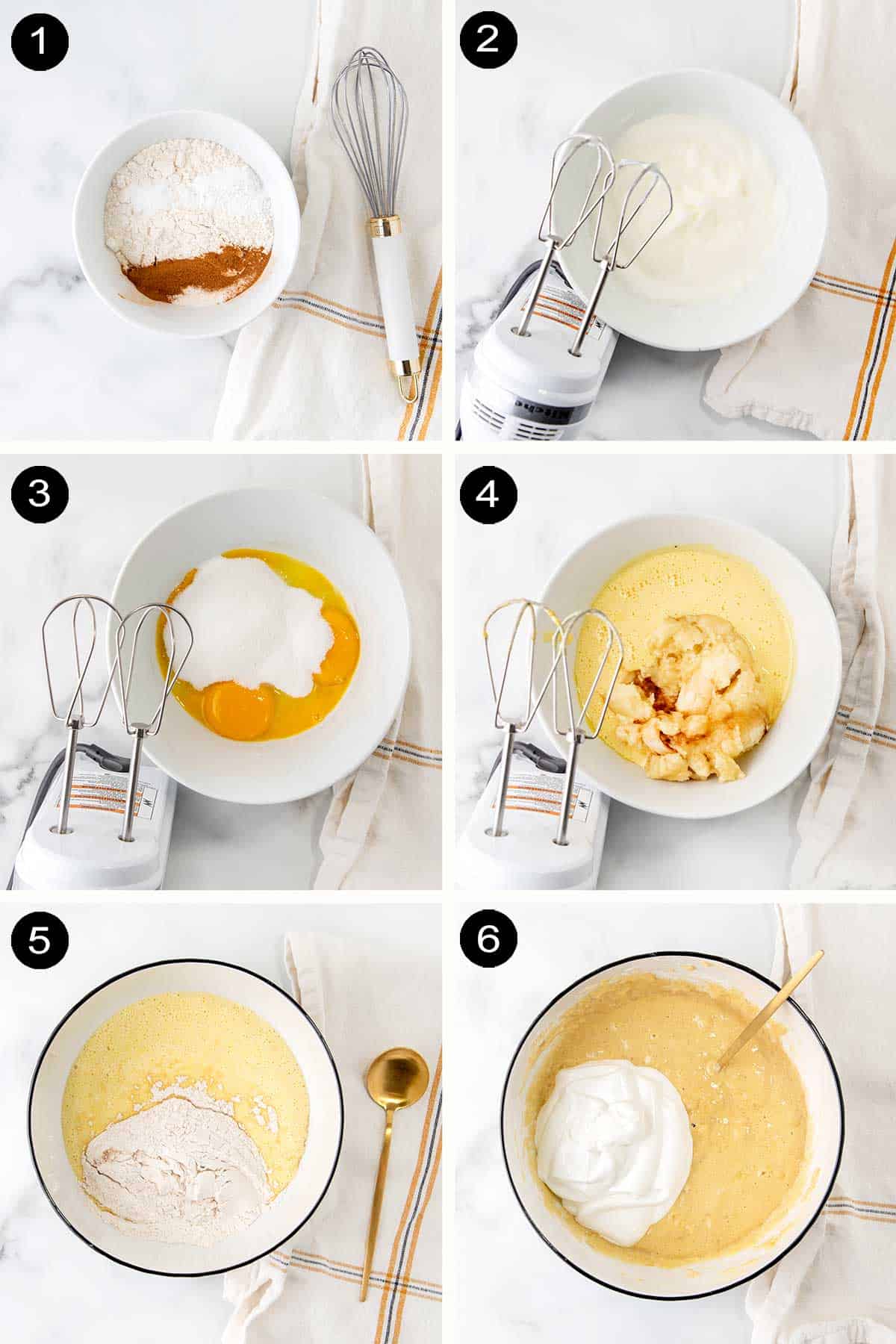 Steps to make banana roll cake.