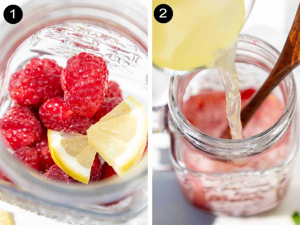 Steps to make virgin raspberry mojito.