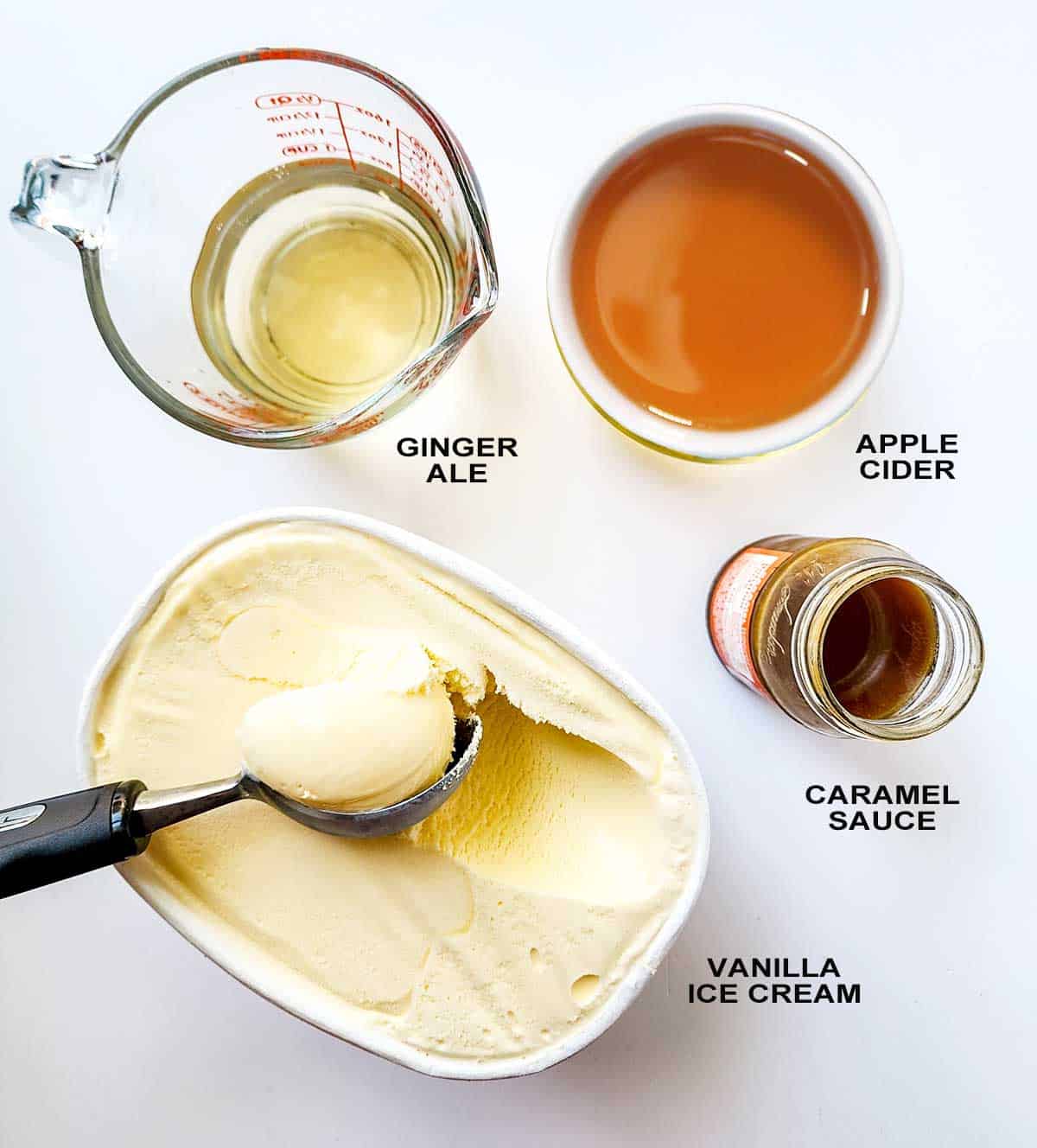 Apple Cider ice cream float ingredients.