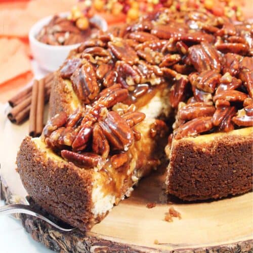 Closeup of slice on cake server.