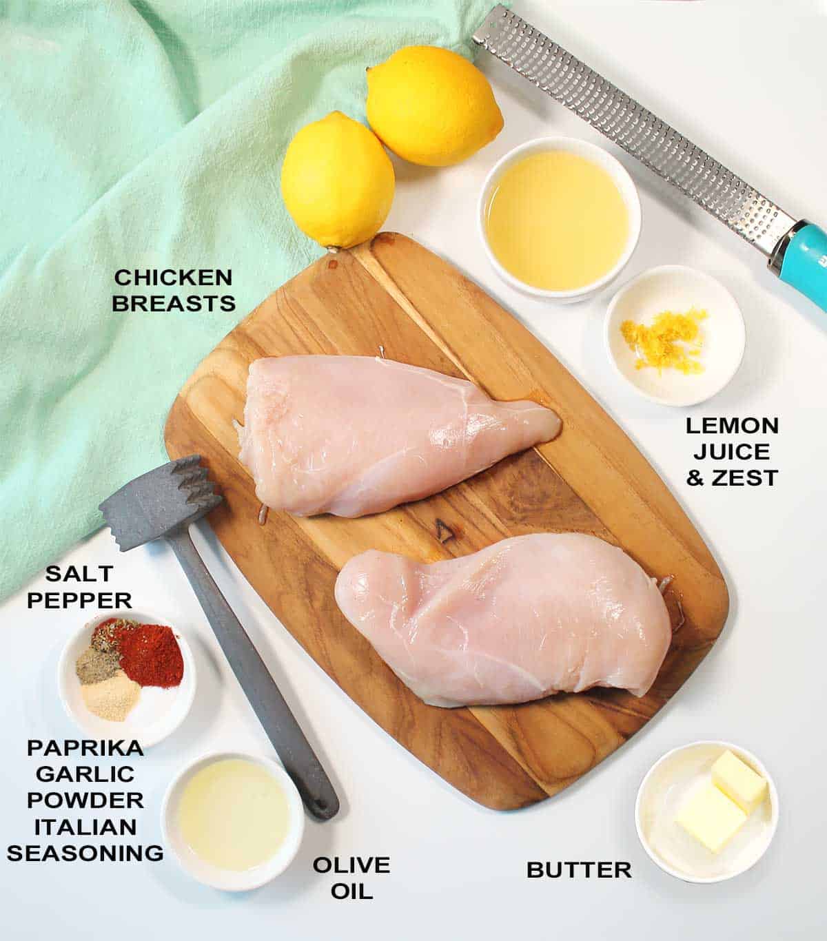 Chicken breasts in air fryer ingredients.