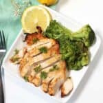 Chicken dinner plated.