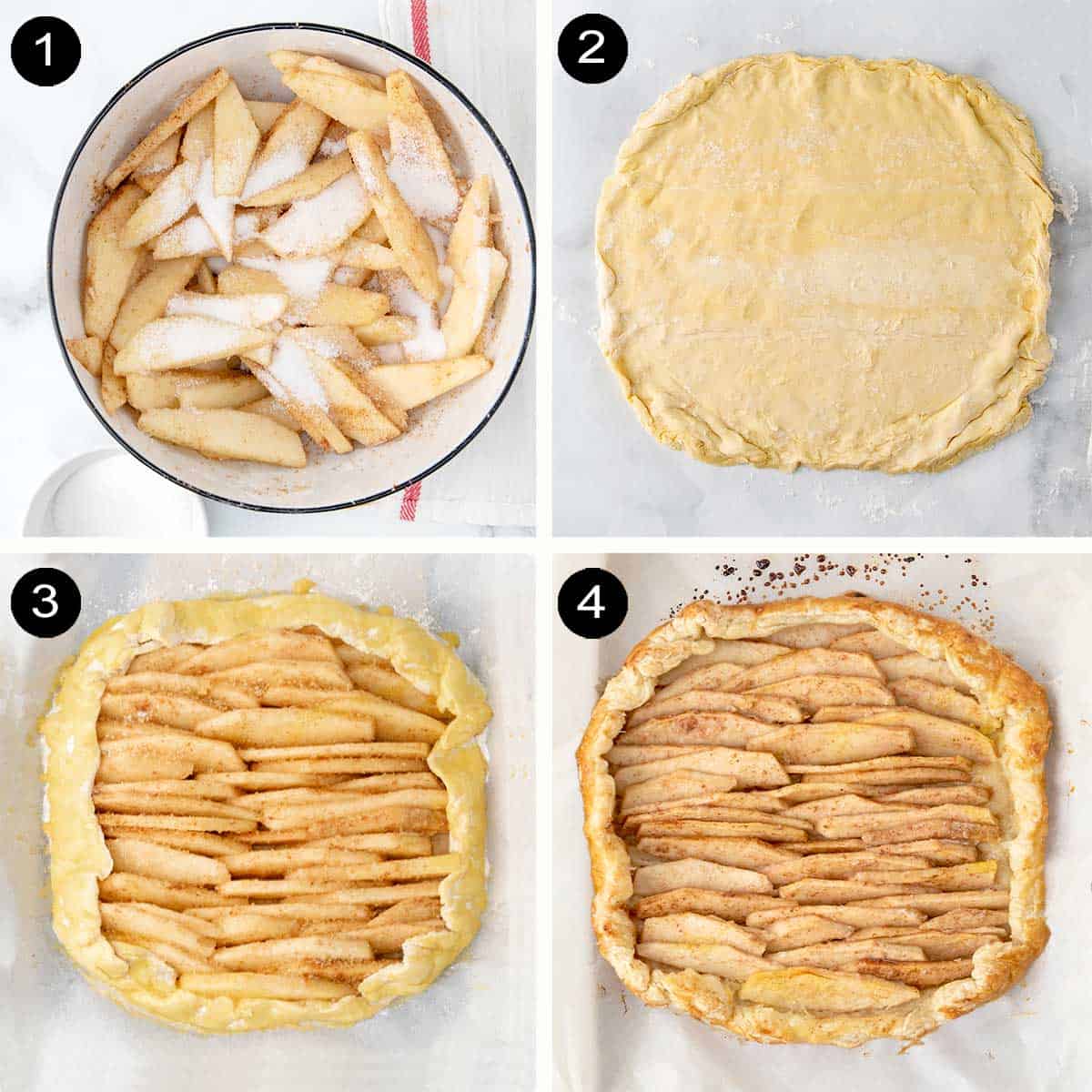 Steps to make apple galette recipe.