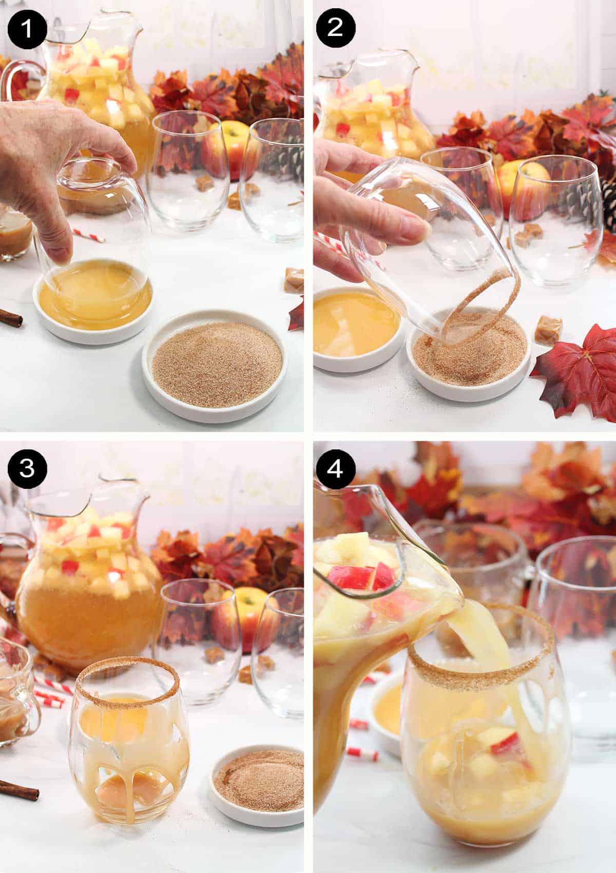 How to rim the glass with cinnamon sugar.