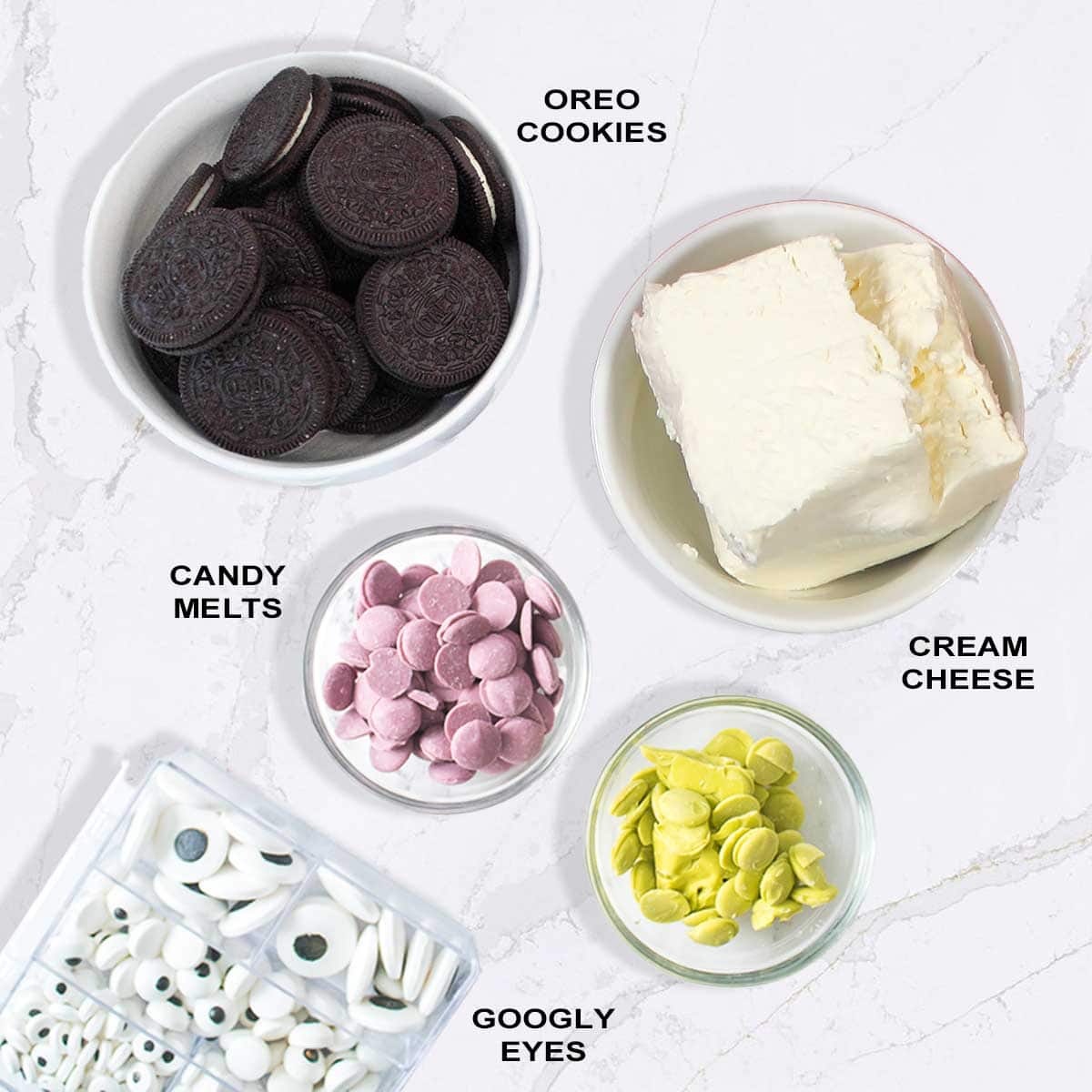 Ingredients for Oreo truffles.