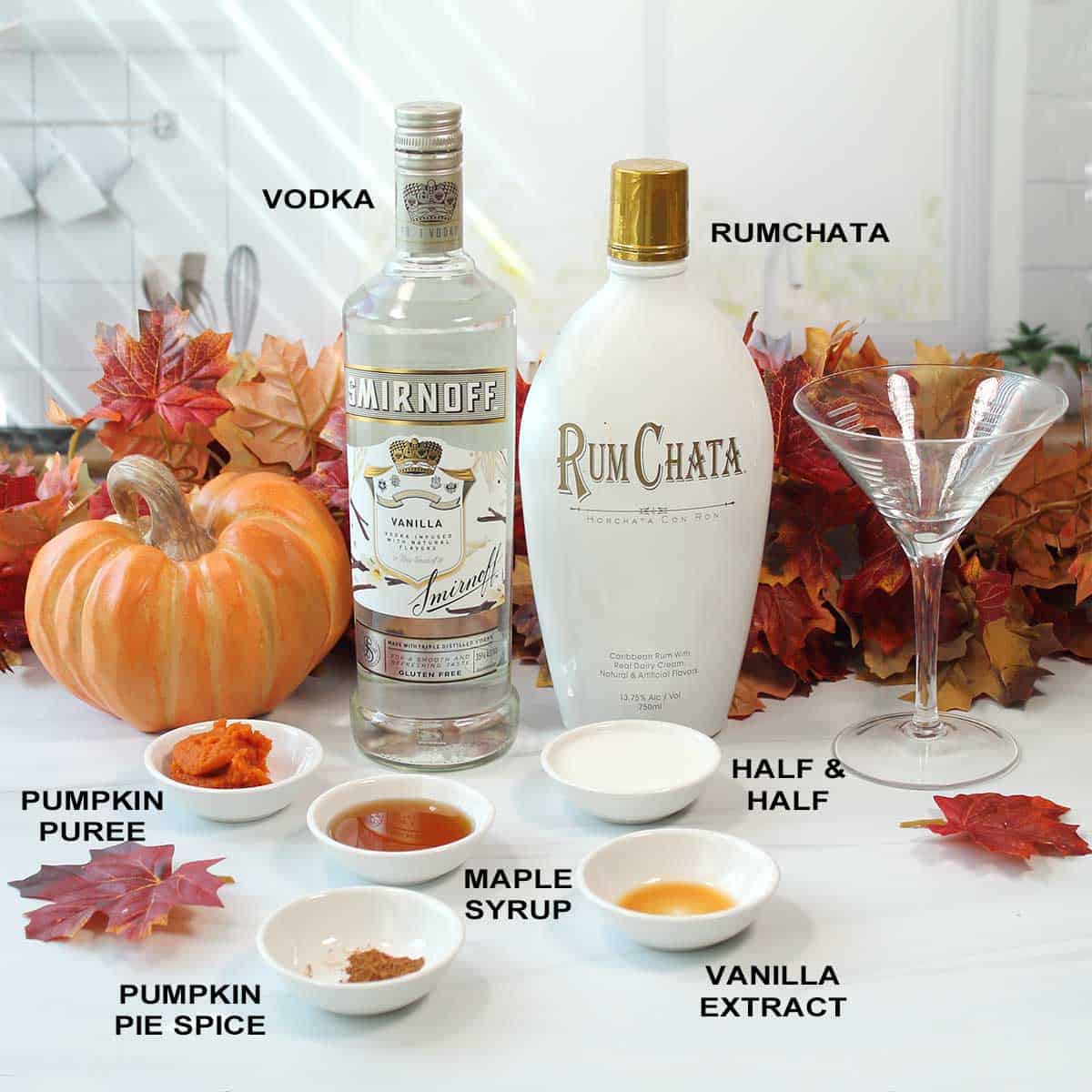 Ingredients for pumpkin martini.