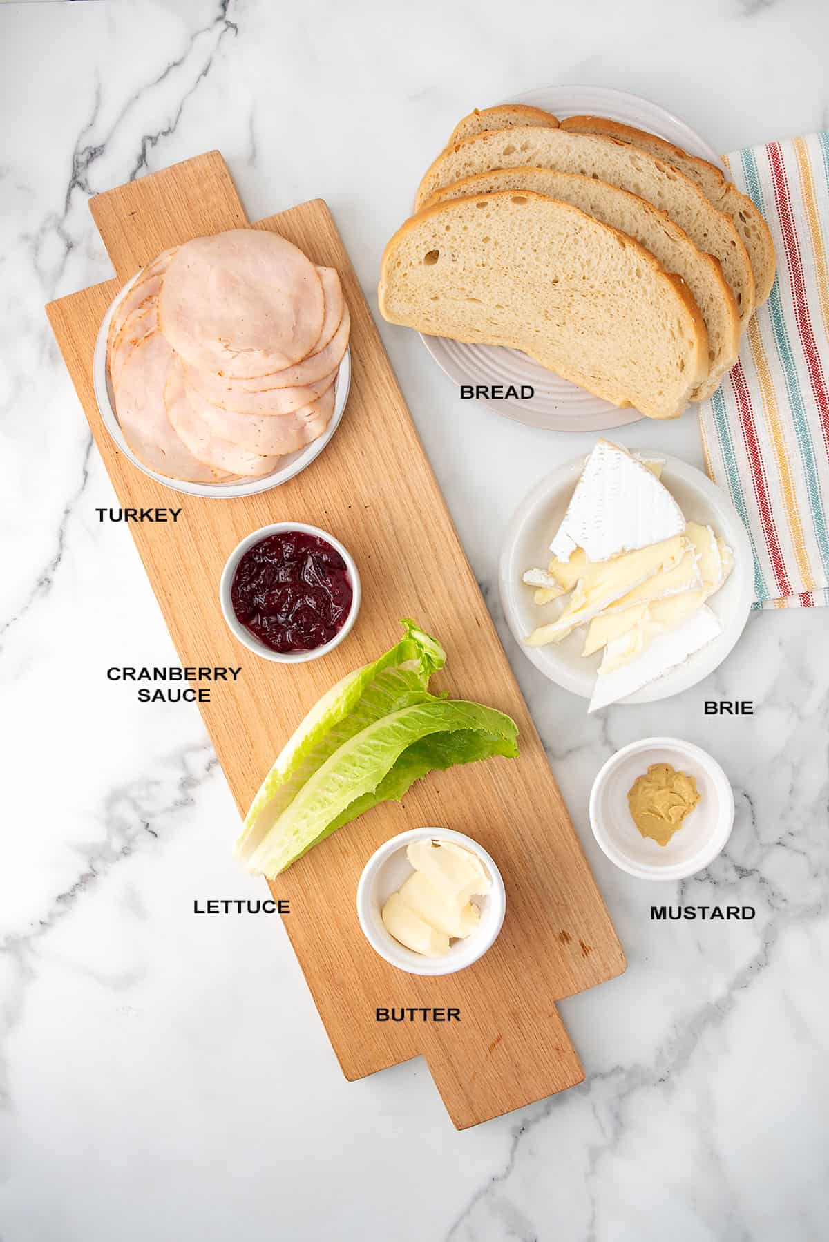 Ingredients for turkey cranberry panini.