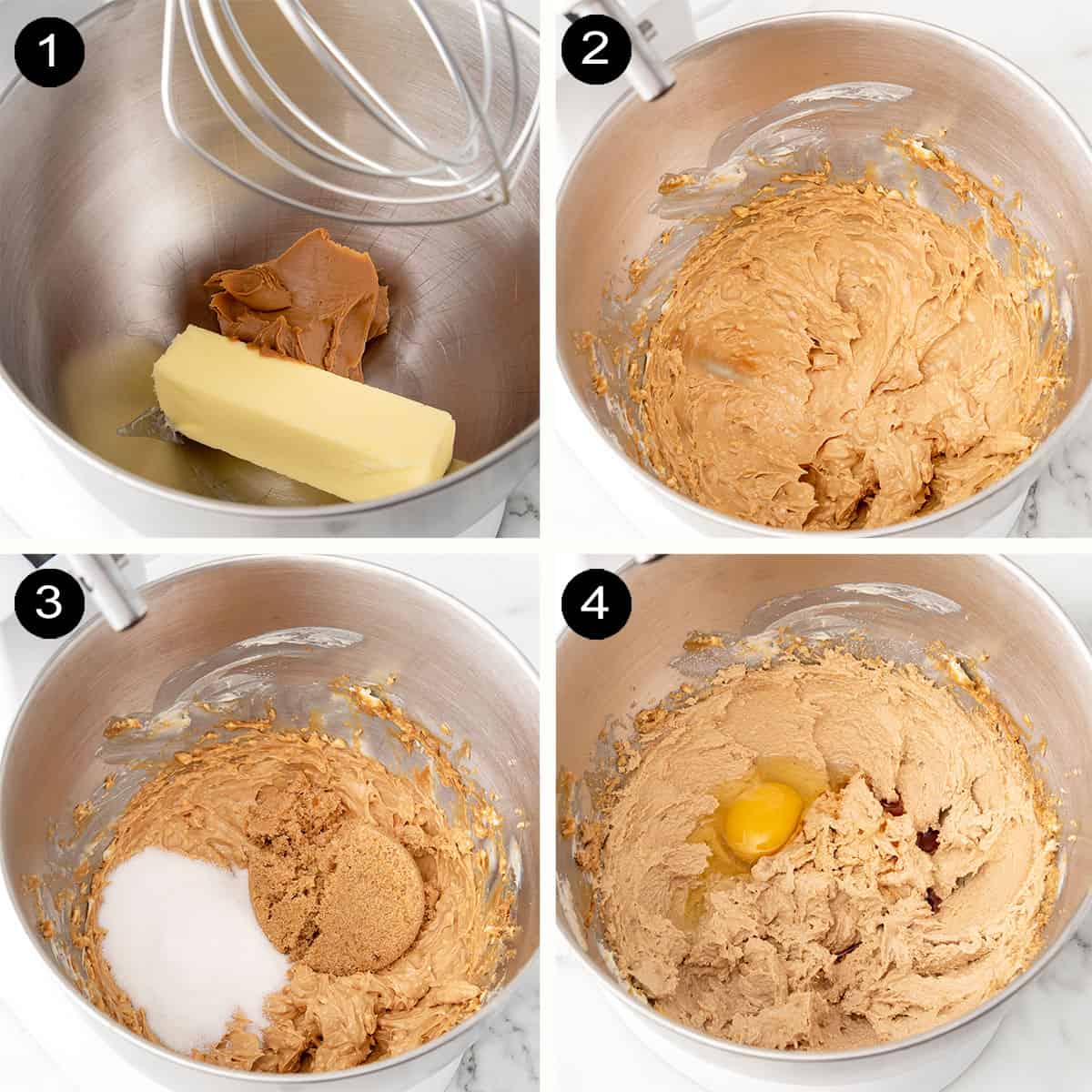 Prep steps to make cookie dough 1-4.