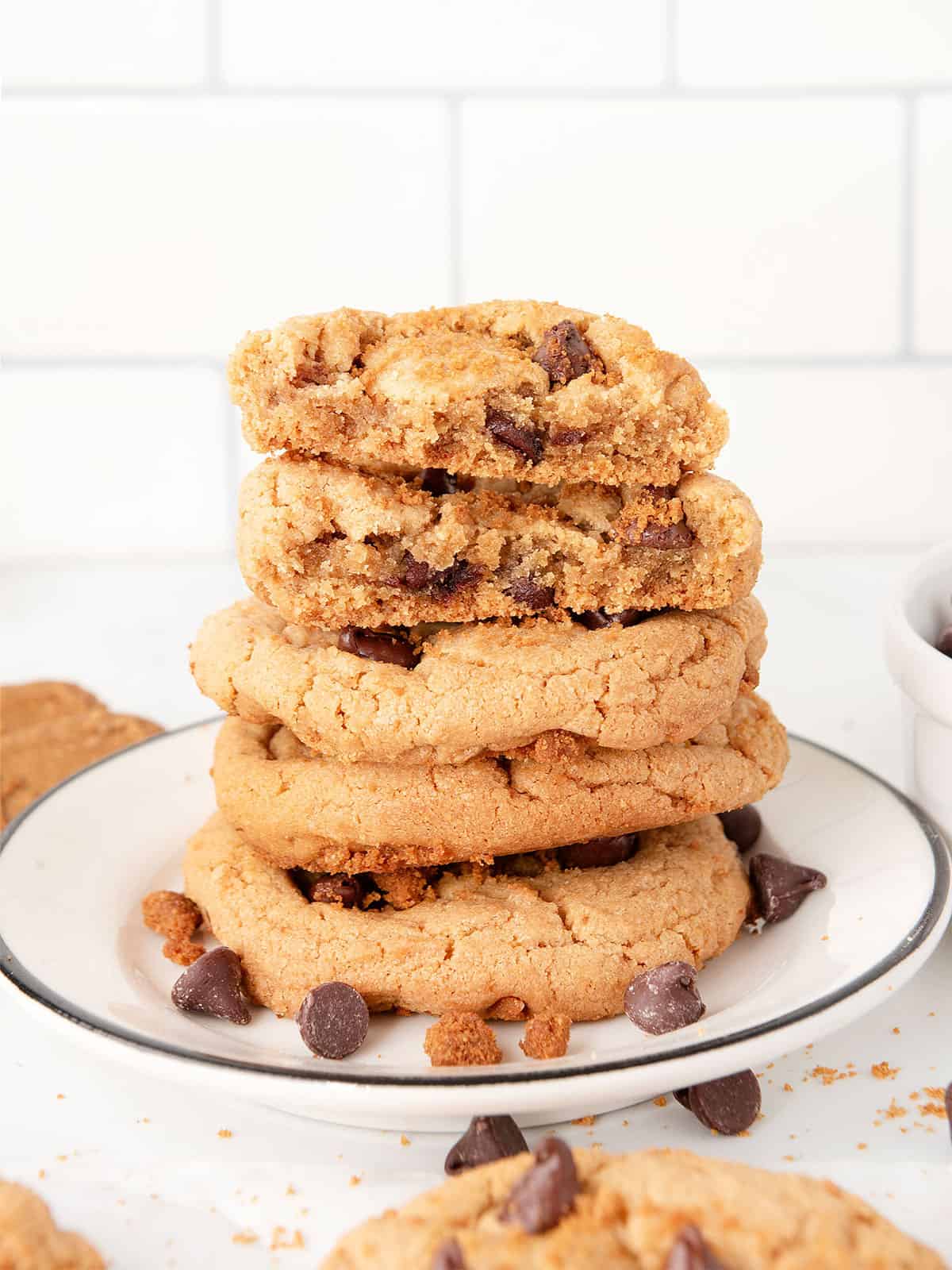 Cookie Butter Cookies stacked with halved cookie on top.