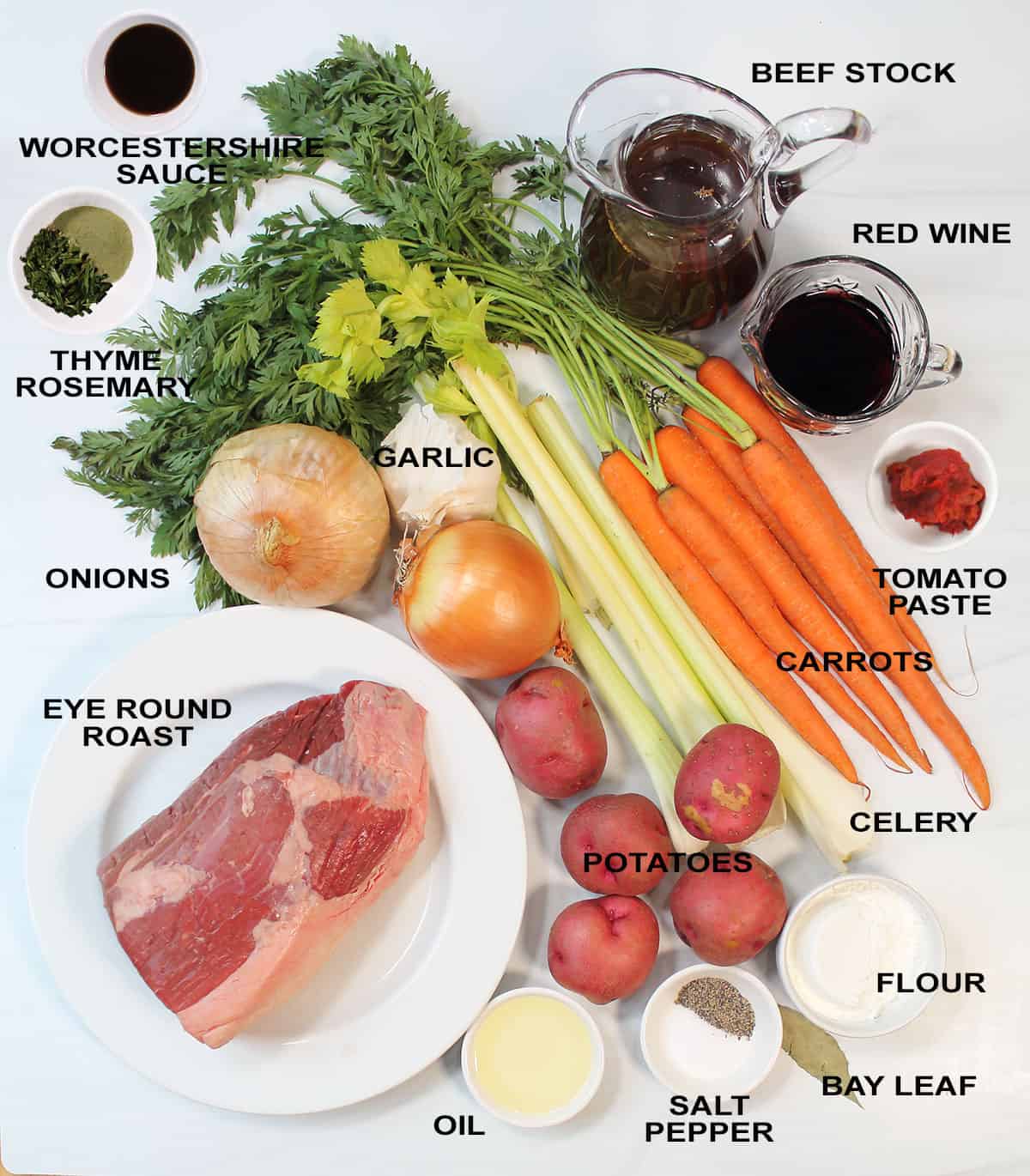 Ingredients for crockpot pot roast.