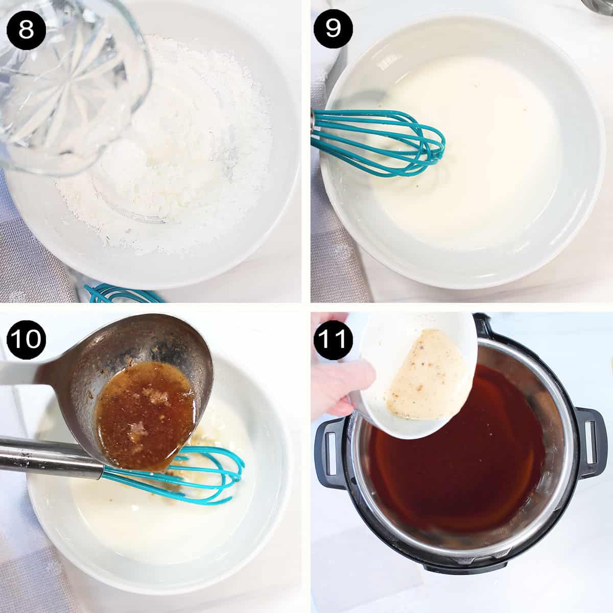 Collage of steps to make gravy.