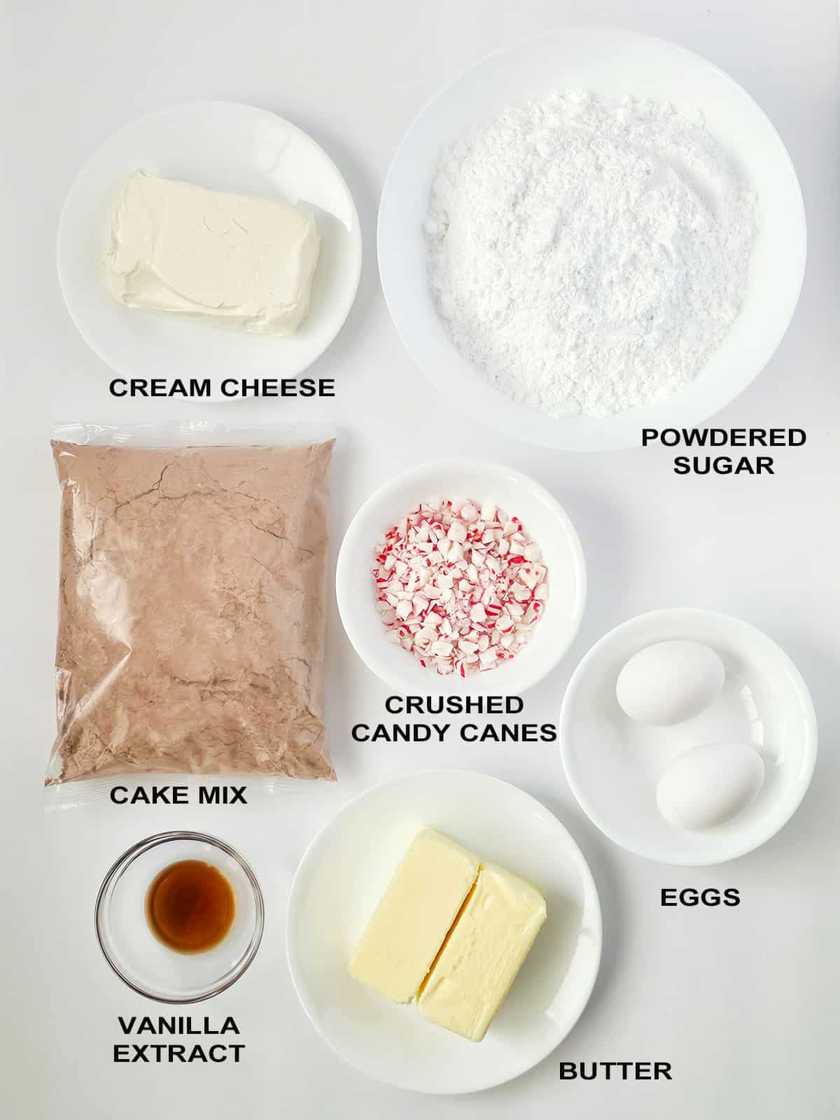 Ingredients for peppermint Oreo cookies.