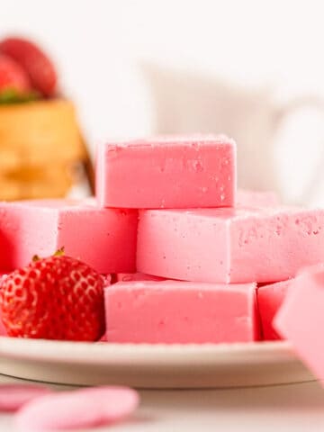 Strawberry Fudge on a plate.