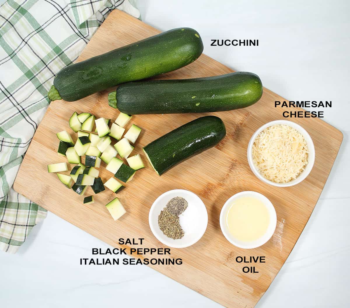 Air Fryer Zucchini with parmesan ingredients.