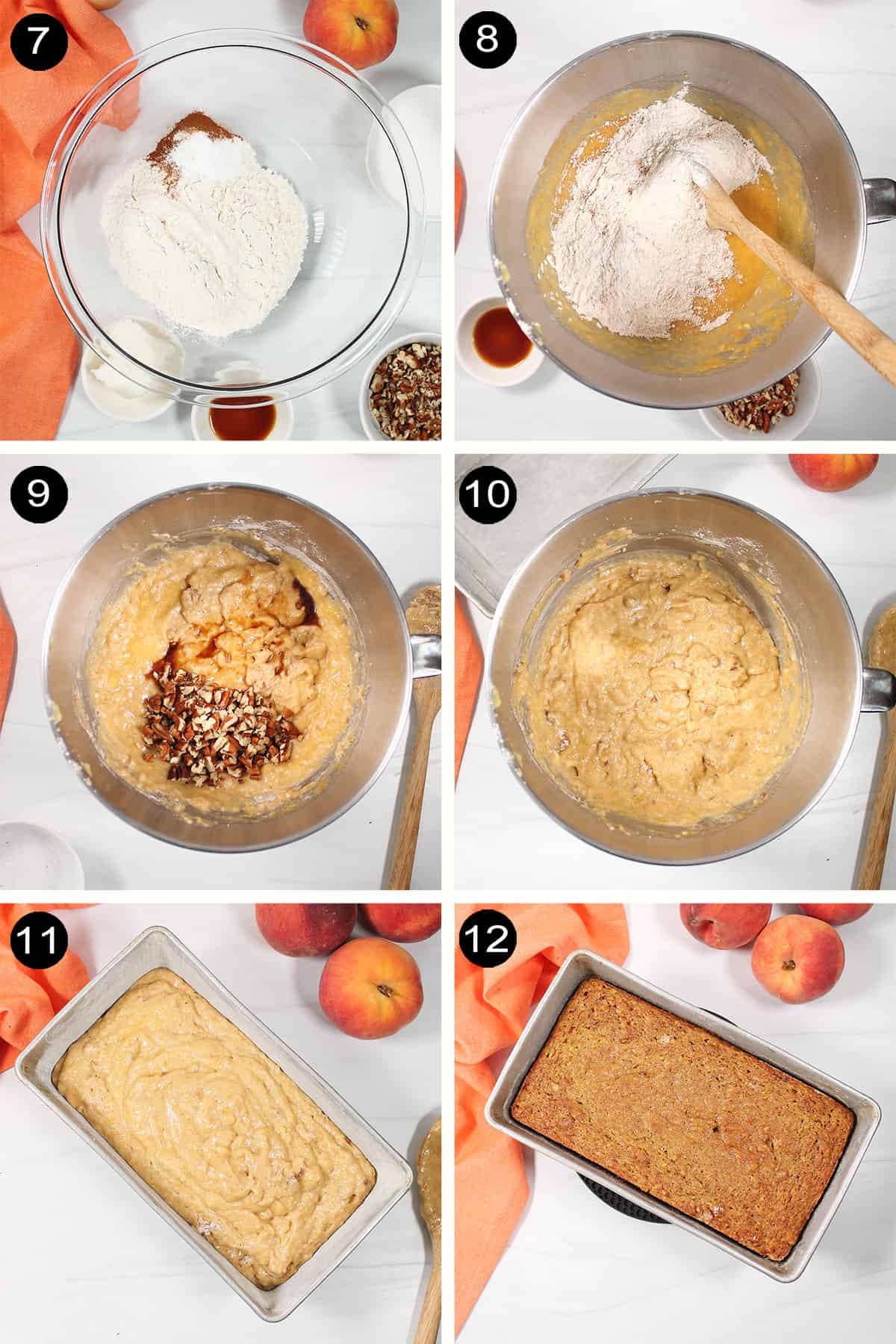 Finishing steps for peach  bread recipe.