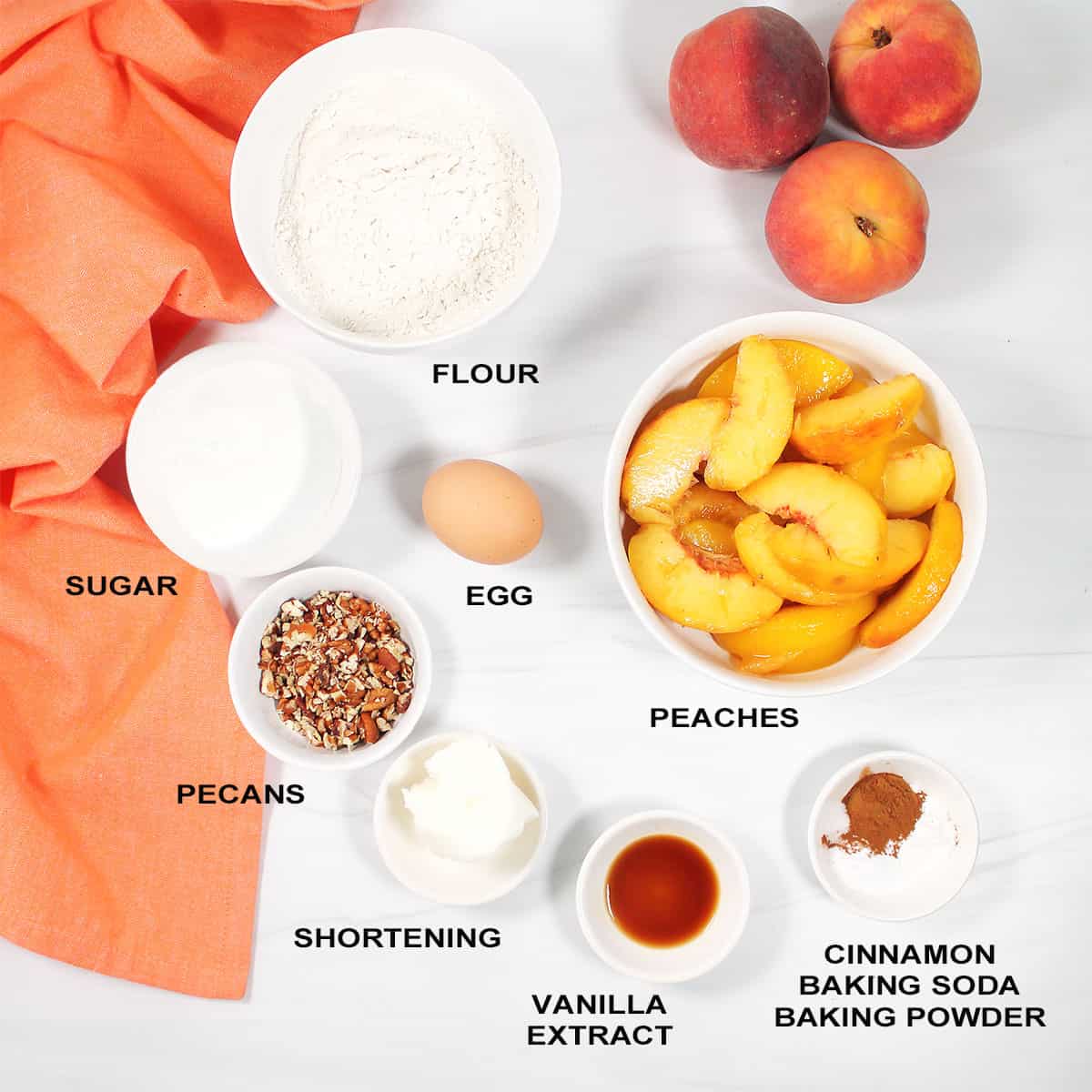 Ingredients for peach loaf.
