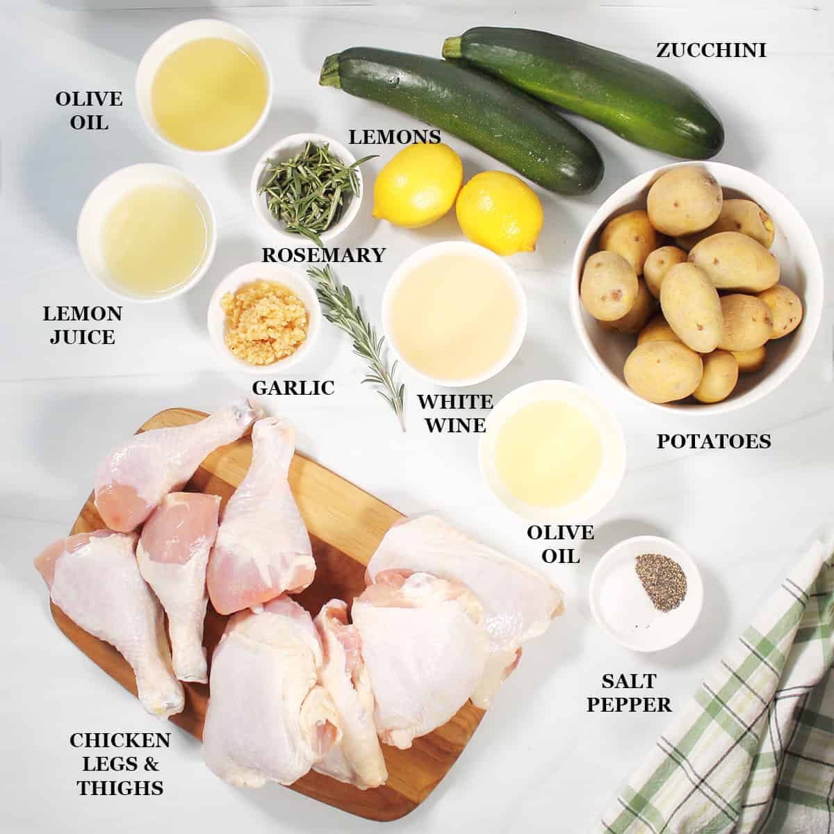 Ingredients for Sheet Pan Lemon Rosemary Chicken.