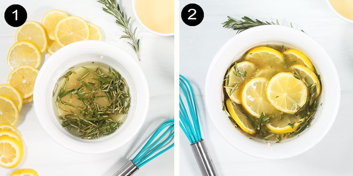 Steps to make lemon rosemary sauce.