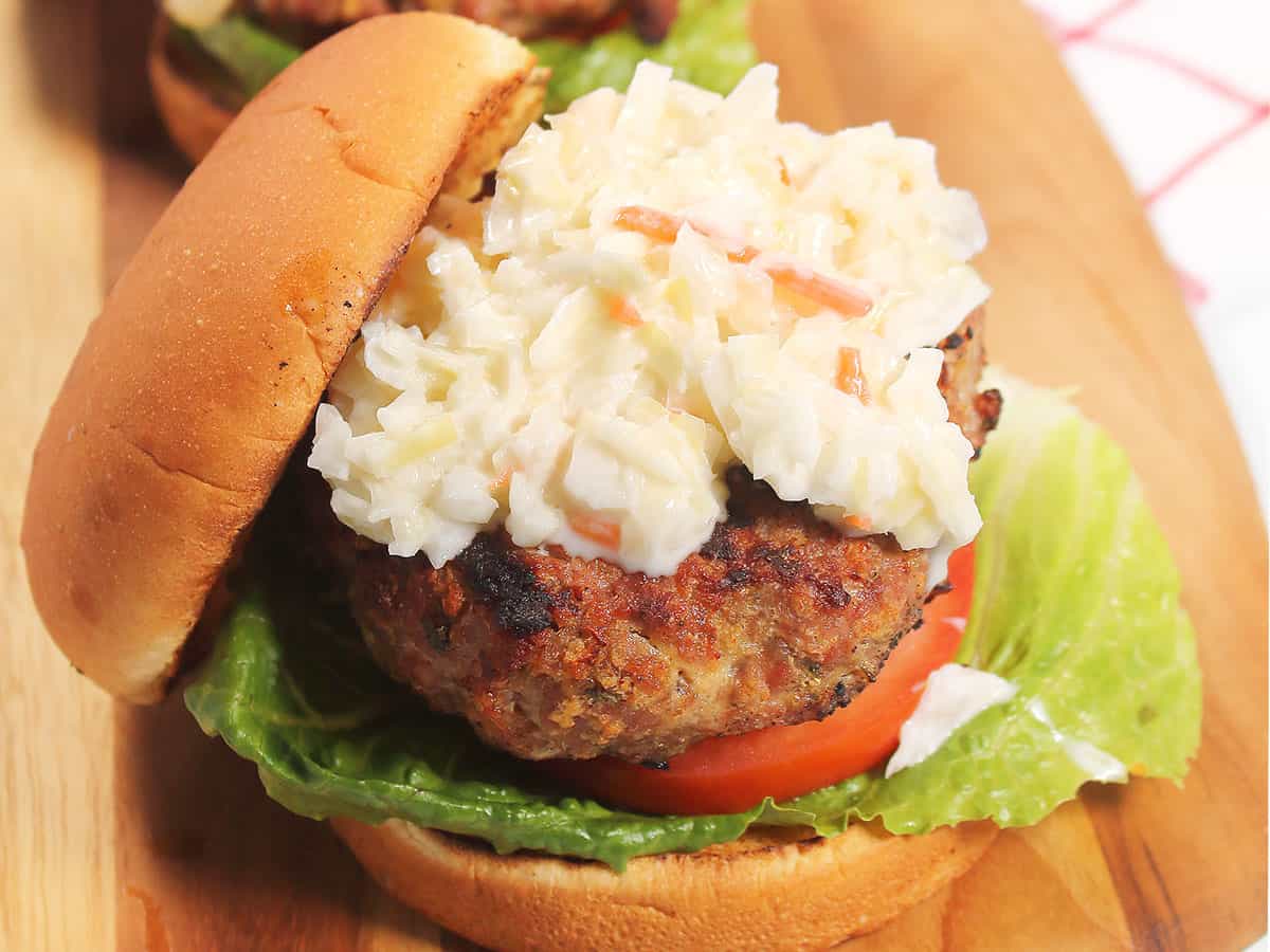 Grilled Pork Burgers (with ground pork) - 2 Cookin Mamas