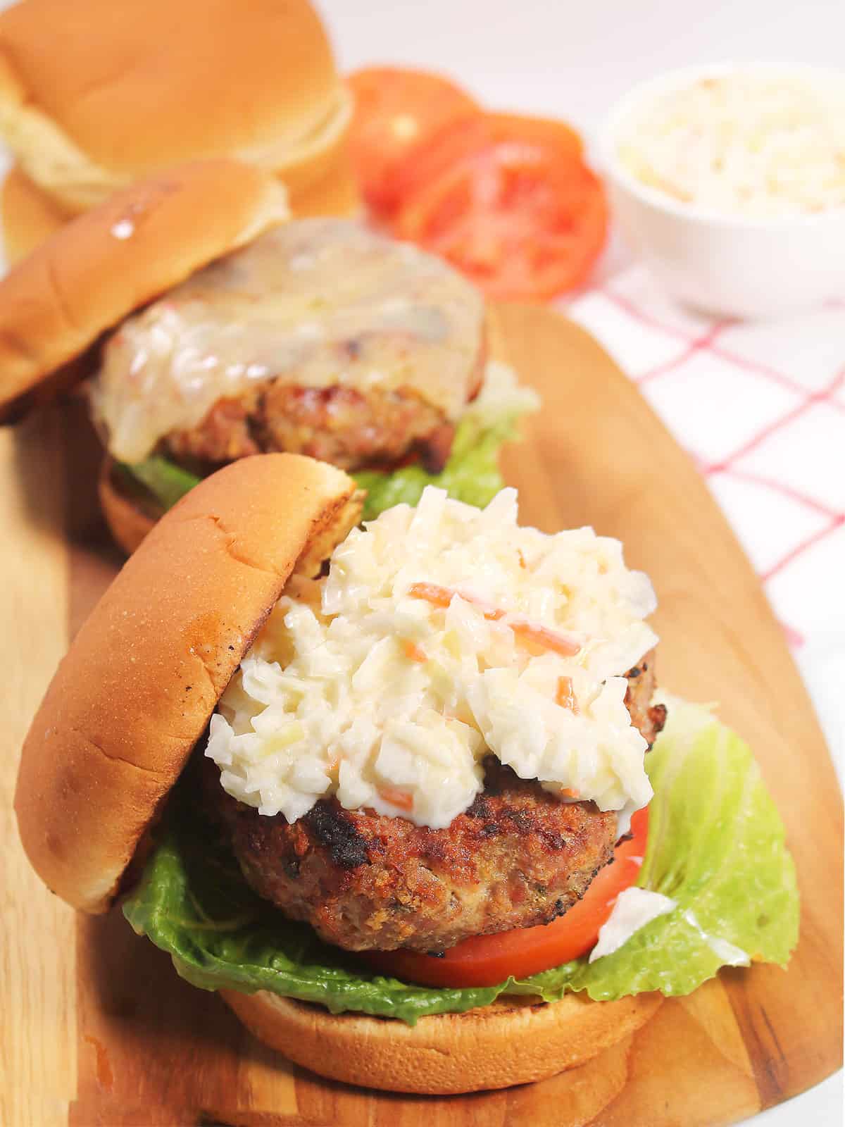 Grilled Pork Burgers (with ground pork) - 2 Cookin Mamas