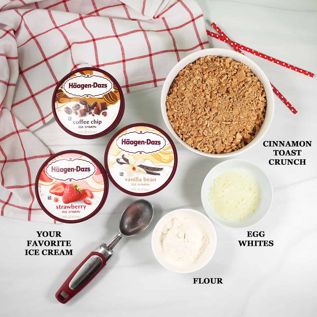 Air Fried Ice Cream ingredients.