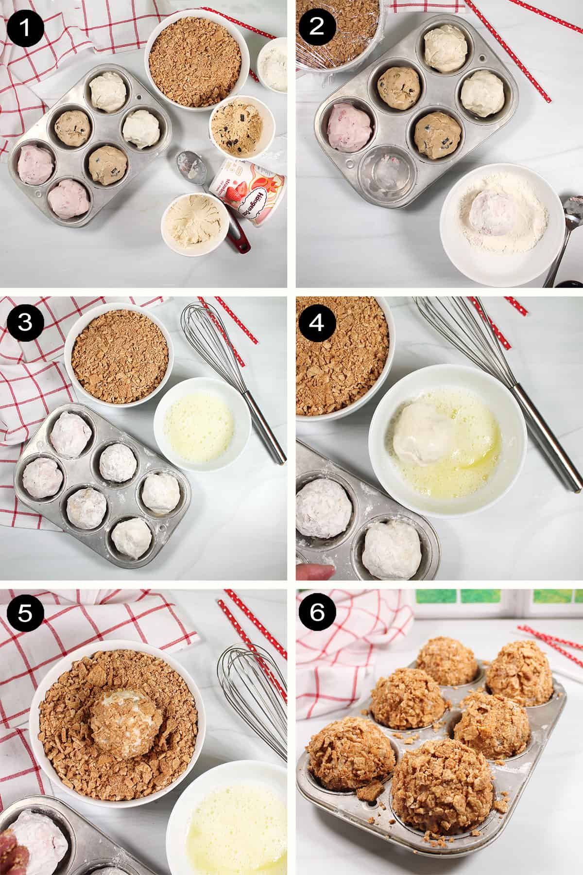 Steps for how to make fried ice cream in air fryer.