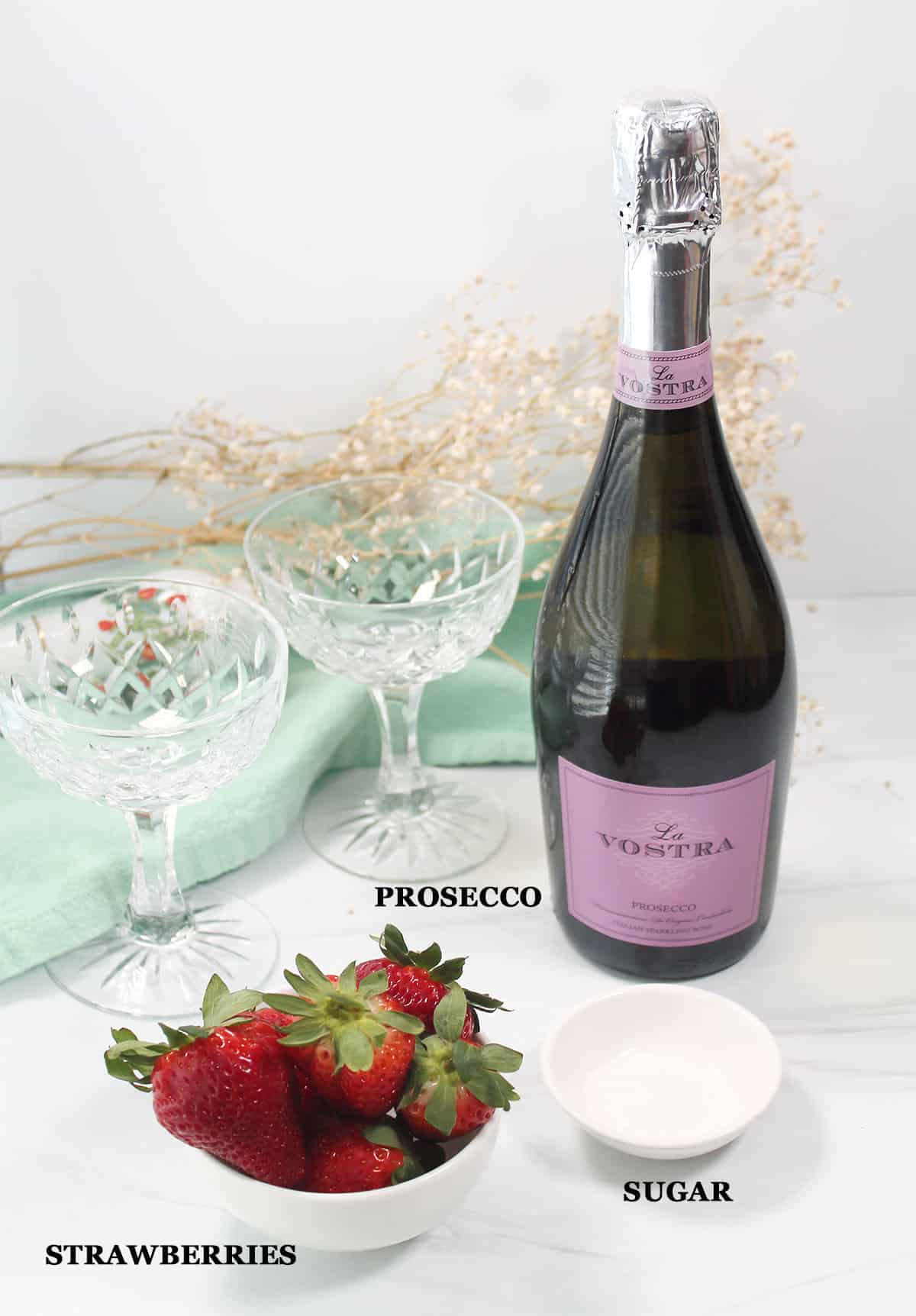 Strawberry Bellini ingredients.