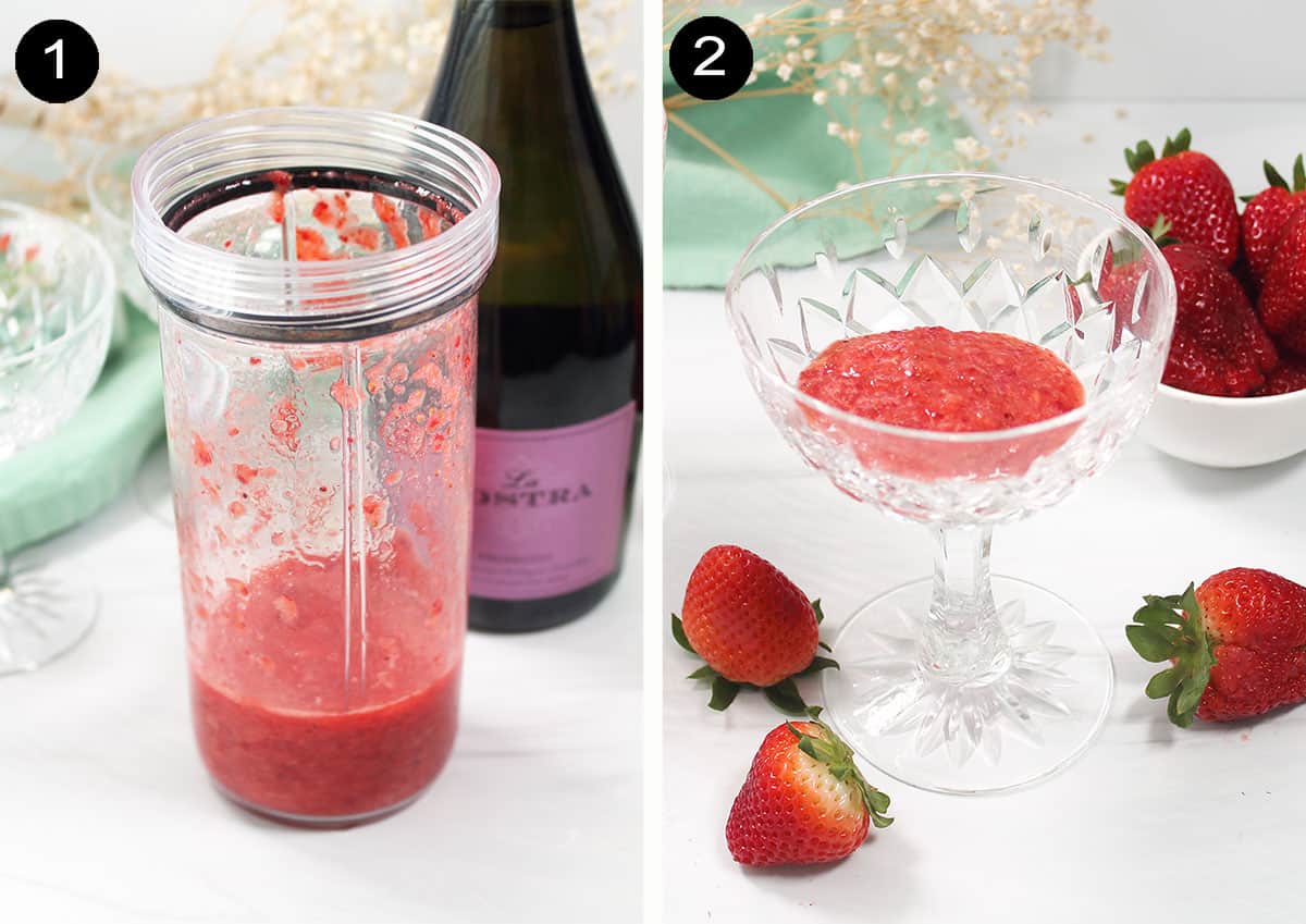 Steps to make strawberry puree.