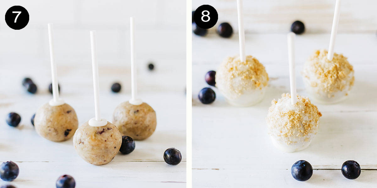 Finishing steps to coat and sprinkle streusel.