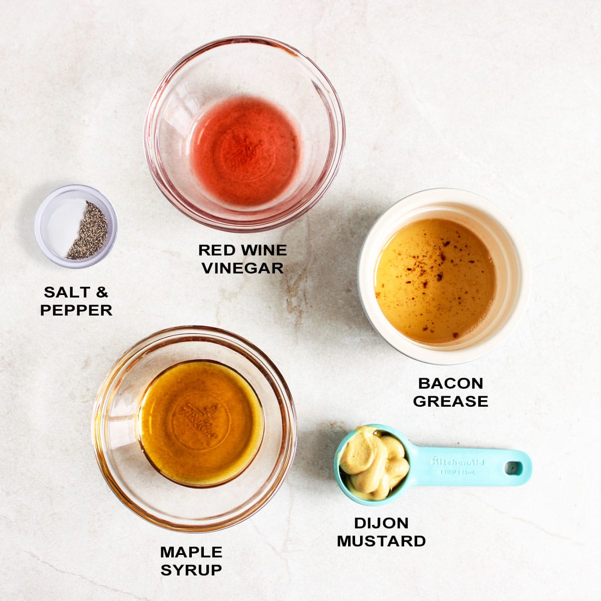 Bacon vinaigrette ingredients.