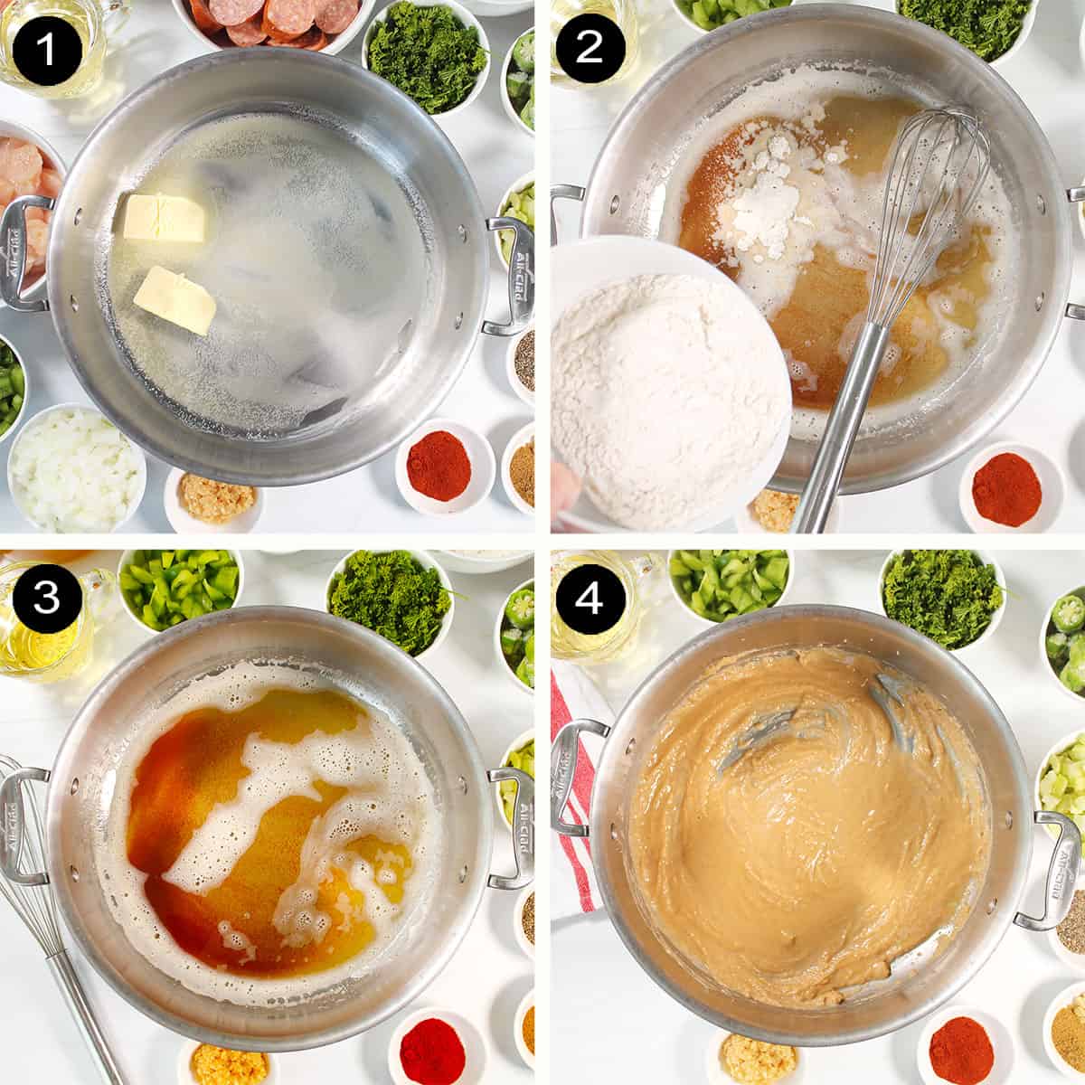 How to make roux for gumbo.