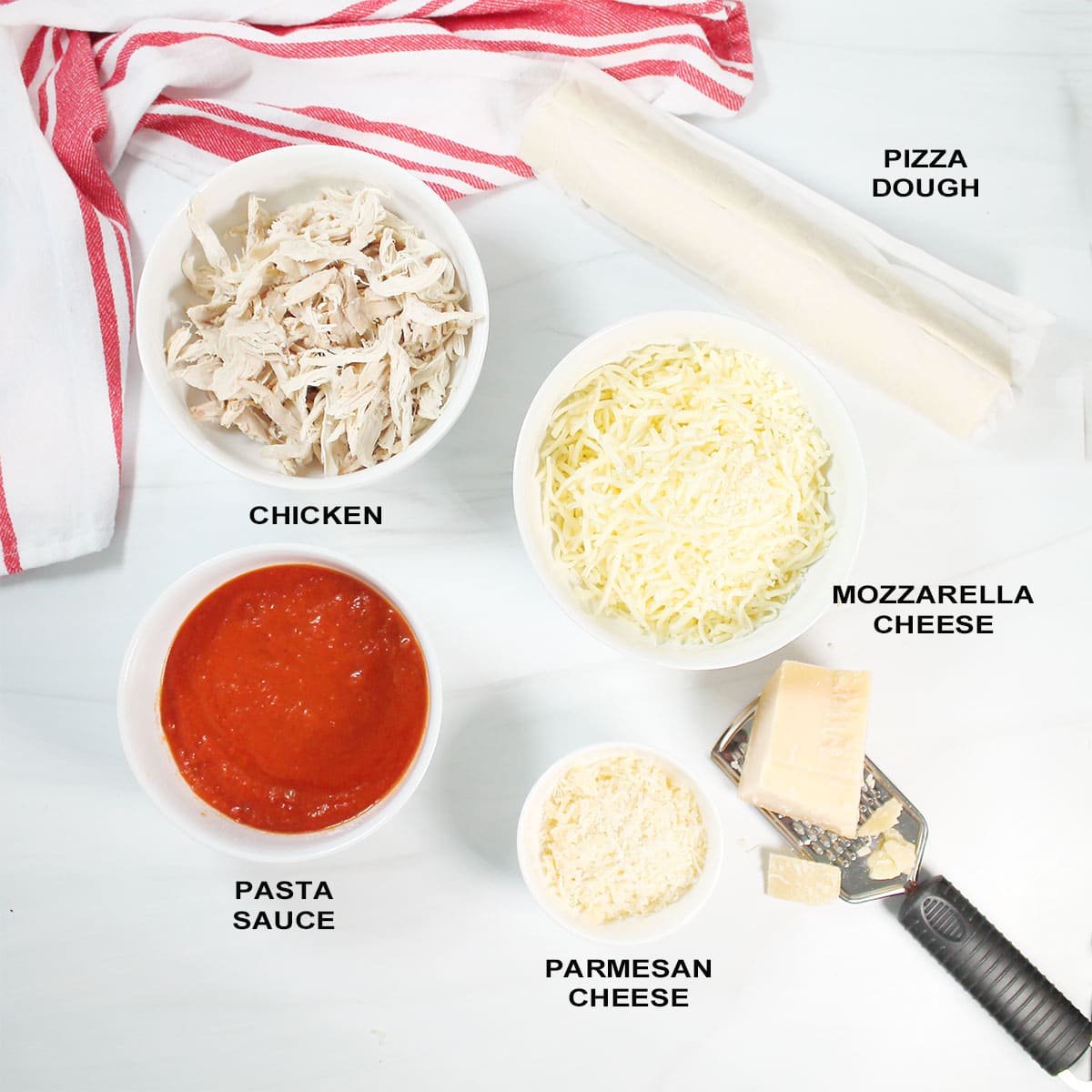 Chicken Parm Pinwheels ingredients.