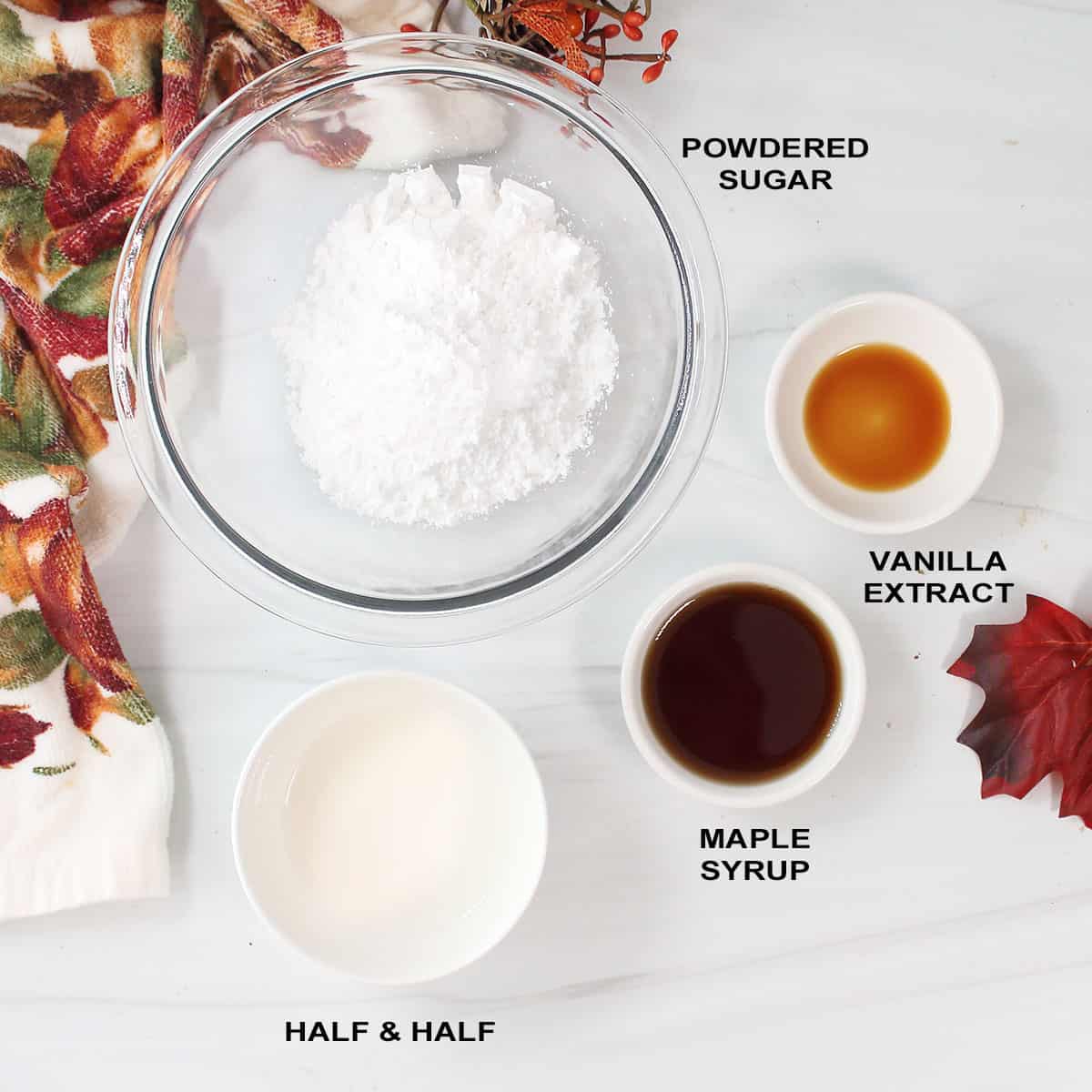 Maple icing ingredients.