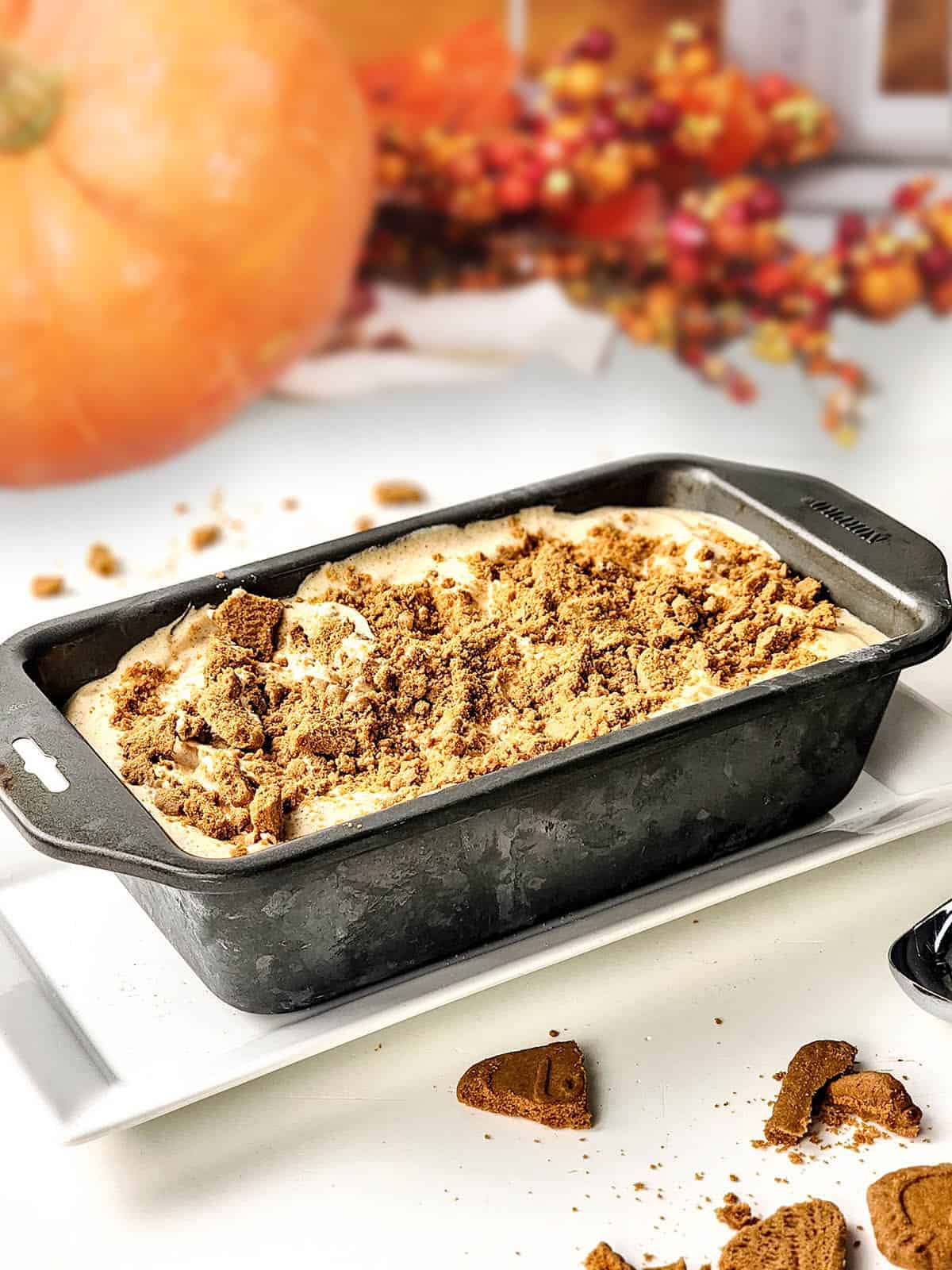 Pumpkin Spice Ice Cream finished in loaf pan.