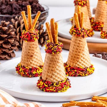 3 Sugar Cone Teepees on platter.