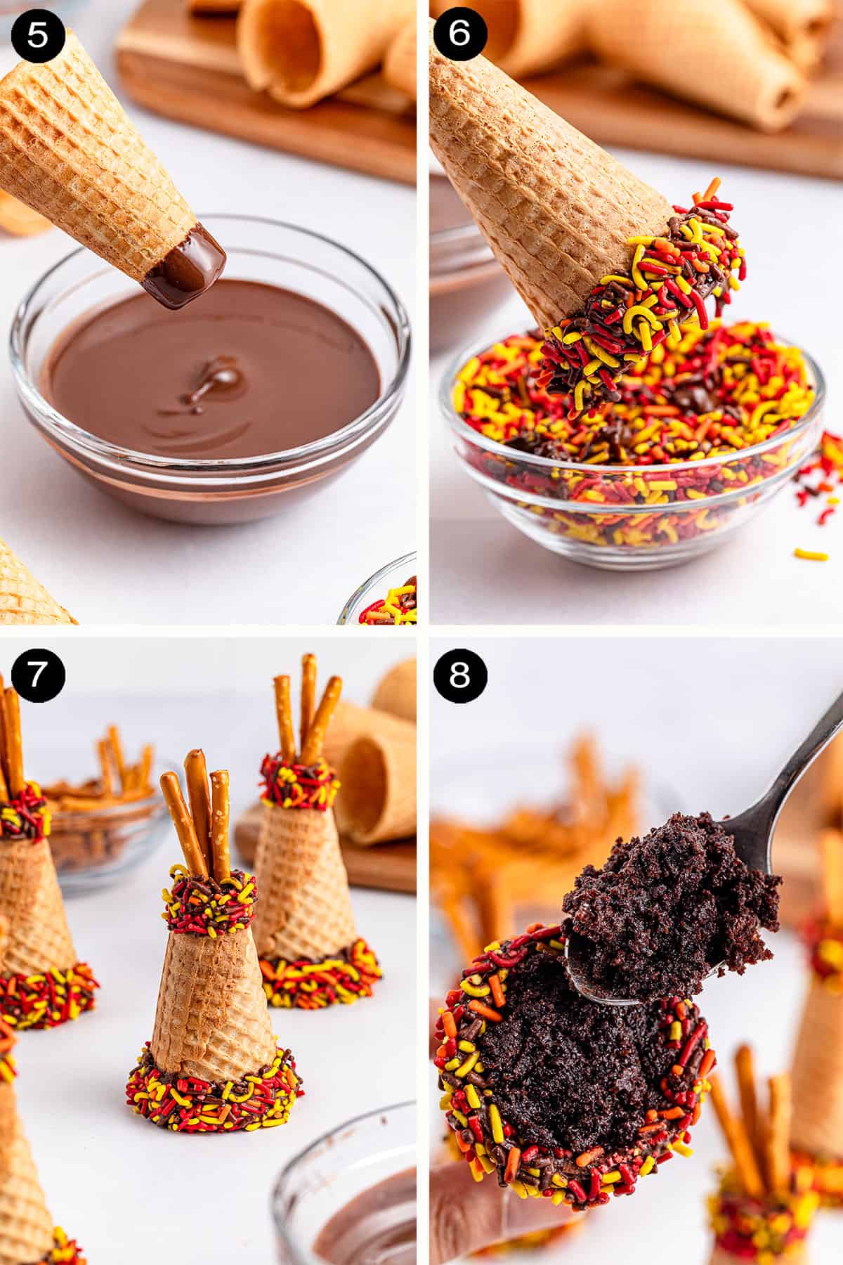 Steps to assemble Thanksgiving teepees.