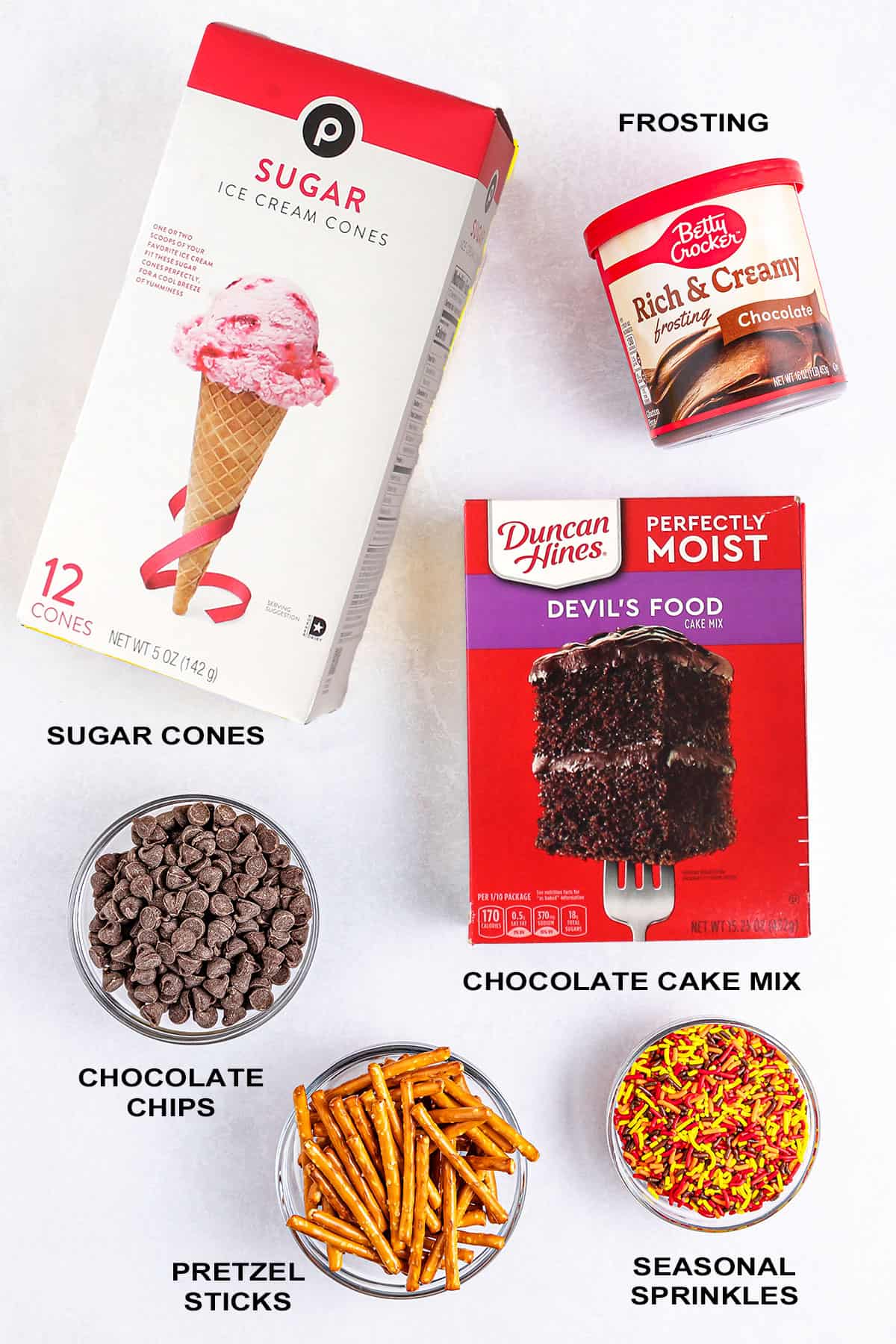 Sugar Cone Teepees ingredients.