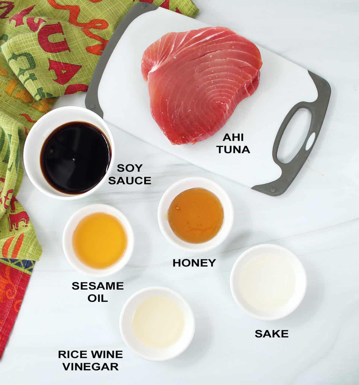 Tuna Poke ingredients.