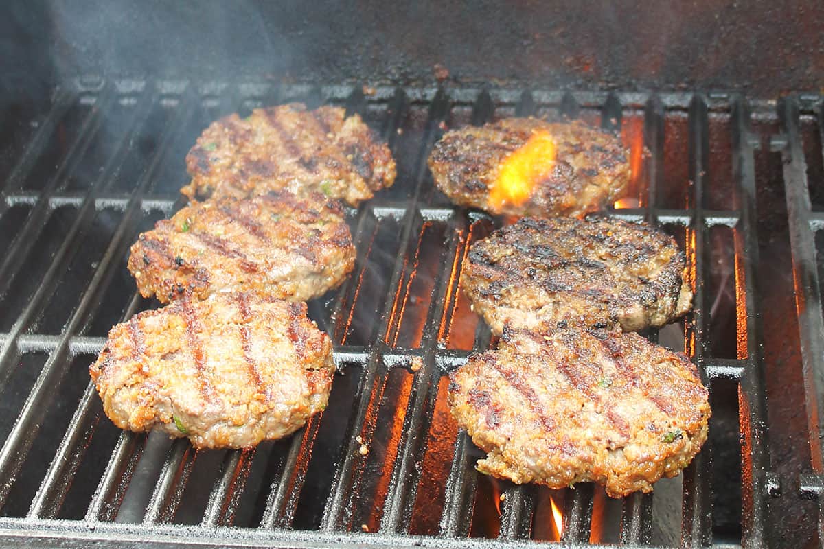 Bulgogi burgers on the grill.