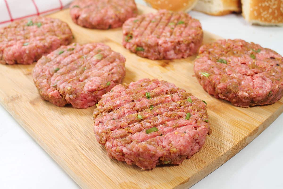 Forming the burgers.