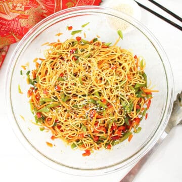 Cold Asian Noodle Salad in bowl.