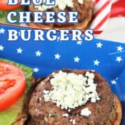 Light up the 4th! These Blue Cheese Burgers are the star of your BBQ. Juicy, flavorful beef with a kick of jalapeños & garlic, topped with creamy, tangy blue cheese! Quick, easy, and a guaranteed delicious hit!