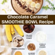 Looking for a delicious and easy way to kickstart your day or treat yourself? This Chocolate Caramel Smoothie Bowl recipe has you covered! It's a rich and creamy mix of chocolate, coffee, caramel, almond butter, bananas, and even some healthy greens! Perfect for a quick breakfast, post-workout boost, or a guilt-free dessert to enjoy as the weather heats up!
