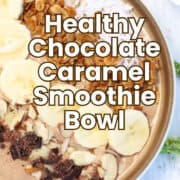 Cool off this summer with a guilt-free delight! This Chocolate Caramel Smoothie Bowl blends rich chocolate with coffee, caramel, almond butter, bananas, and a healthy dose of greens. It's the perfect creamy way to start your day, refuel after exercise, or satisfy your sweet tooth without the guilt.